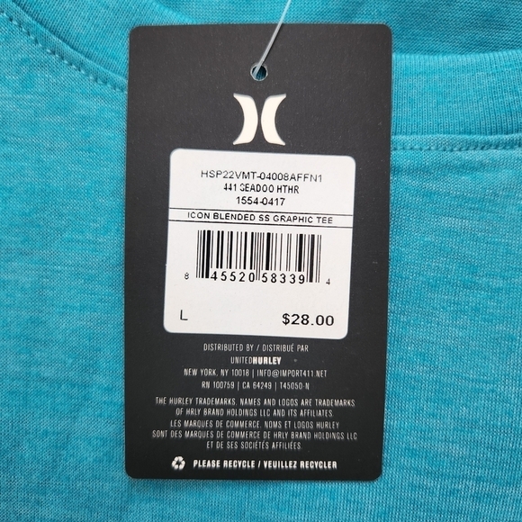 Hurley EVERYDAY EXPLORE ICON SHORT SLEEVE SHIRT. COLOR SEADOO. Size Larg… - Picture 6 of 7
